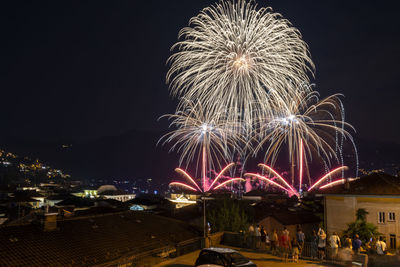 Firework display at night