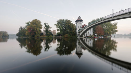 Reflection of building on lake