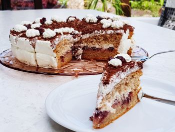 Close-up of cake on table