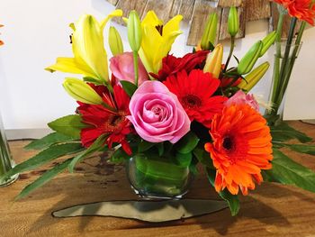 Close-up of flower vase on table