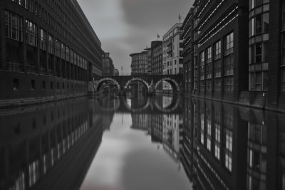 Bridge over canal amidst buildings in city