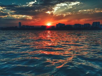 Scenic view of sea against sky during sunset