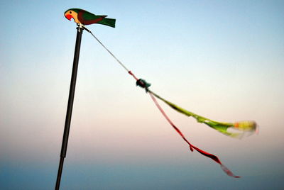 Low angle view of an anemometer against the sky