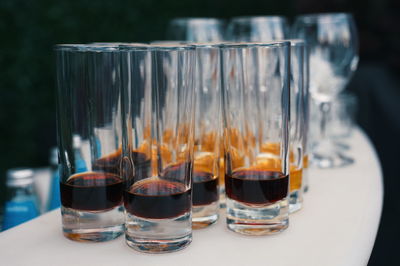 Alcohol drink on table in bar