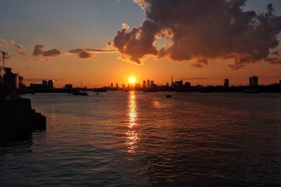 Scenic view of sunset over sea
