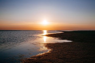 Scenic view of sea against sky during sunset