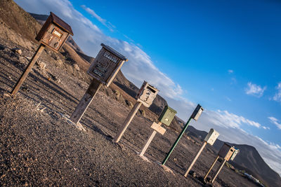 Low angle view of buildings against blue sky