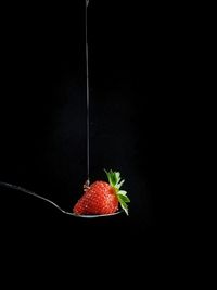 Close-up of strawberry over black background