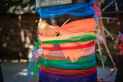 Close-up of multi colored umbrella