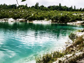 Scenic view of lake against sky