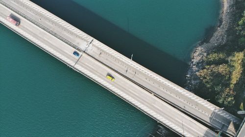 Aerial view of bridge over river