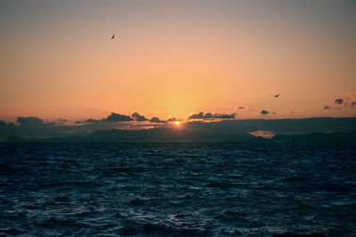 View of sea against sky during sunset