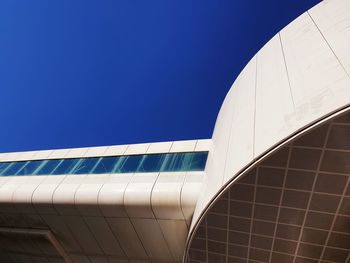 Low angle view of building against clear blue sky