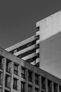 Low angle view of modern building against clear sky