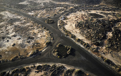 High angle view of road on land