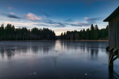 Scenic view of lake against sky