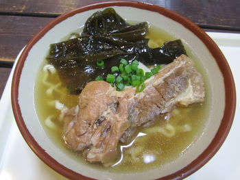 Close-up of meat served in plate on table