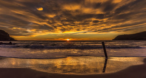 Scenic view of sunset over sea