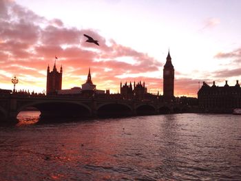 Silhouette of city during sunset