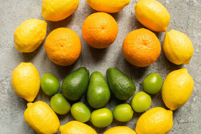 High angle view of lemons on table