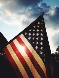 Low angle view of american flag