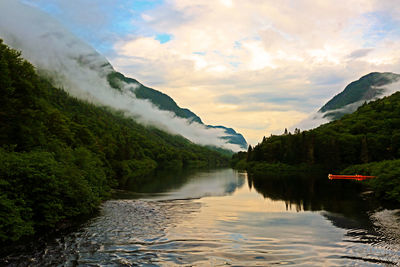 Scenic view of lake against sky