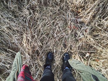 Low section of person standing on field