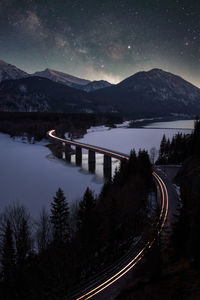 High angle view of bridge over river against sky