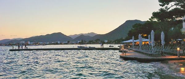 Scenic view of sea against clear sky