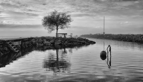 Scenic view of lake against sky