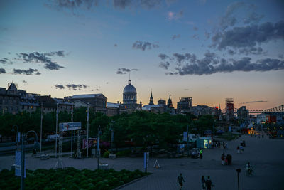 View of city at night