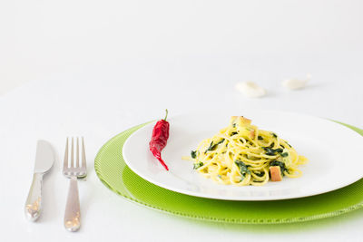 Close-up of salad in plate on table