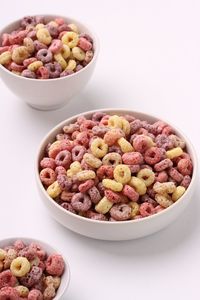 High angle view of food in bowl on table