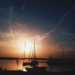 View of boats at sunset