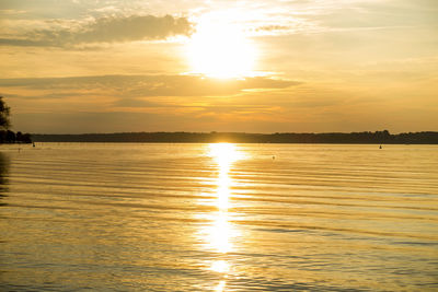 View of calm sea at sunset