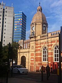 View of buildings along road