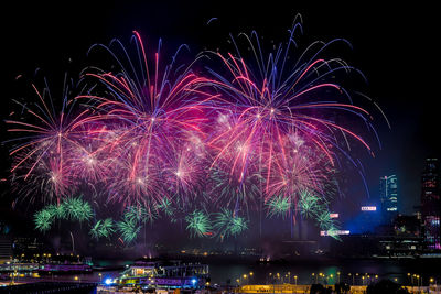 Firework display at night