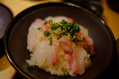 Close-up of fish served in bowl