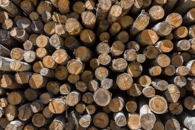 Full frame shot of stacked logs