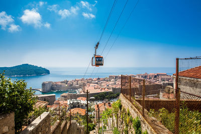 View of dubrovnik city and cable car taken from mount srd