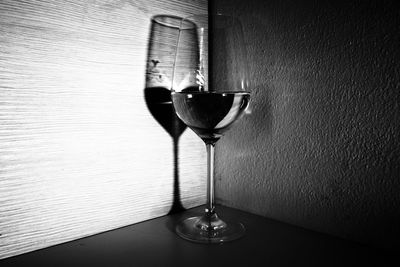 Close-up of wine glass on table