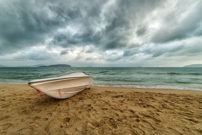 Scenic view of beach against sky