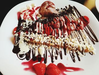 High angle view of cake in plate