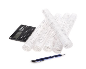 High angle view of pen on table against white background