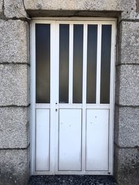 Closed door of building