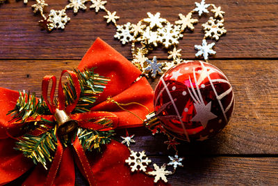 Christmas decorations on table