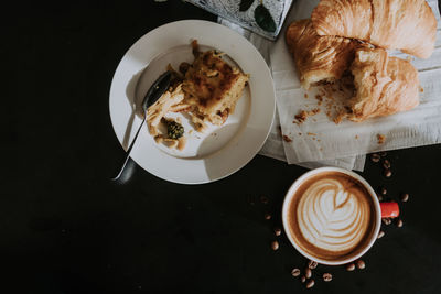 High angle view of coffee on table