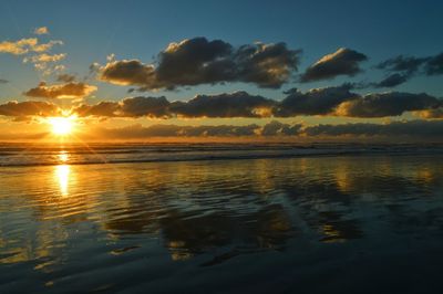 Scenic view of sea at sunset