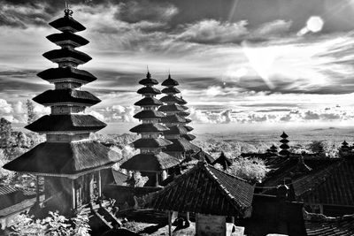 View of pagoda against cloudy sky