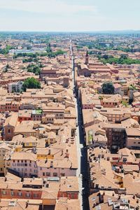 High angle view of buildings in city